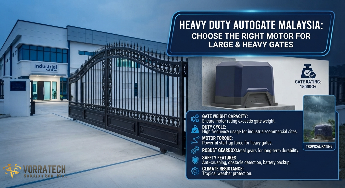 Heavy duty autogate motor installed on a large residential gate in Malaysia