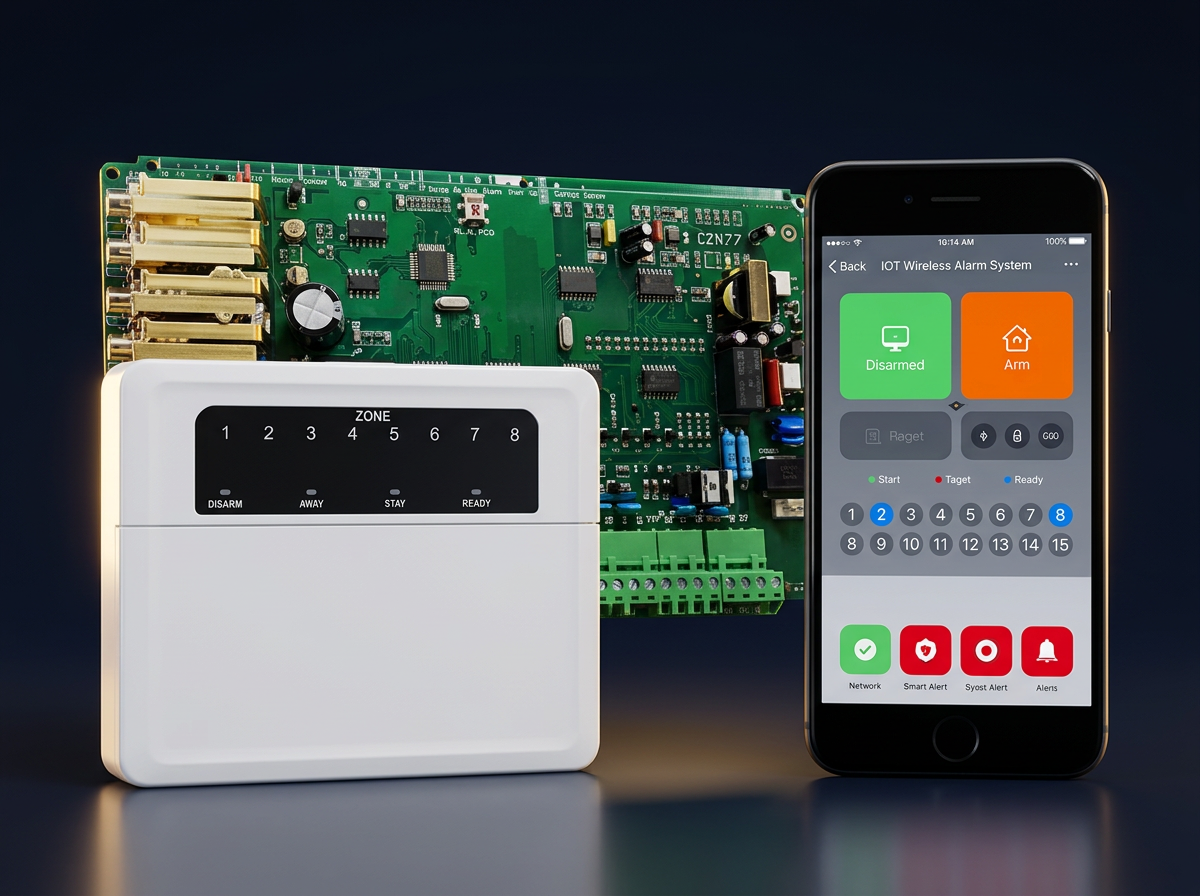 VTS wired and wireless alarm system with keypad, siren and door sensor